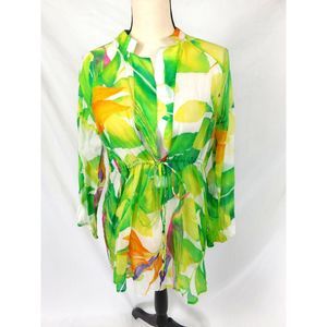 DVF Diane Von Furstenberg Drawstring Waist Silk Blend Swim Coverup SZ 10